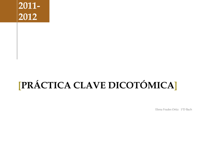 Clave dicotómica de las criaturas creadas 1